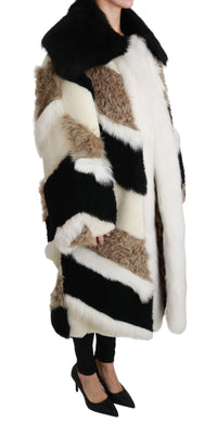 Thumbnail for Elegant Multicolor Shearling Cape Coat