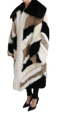 Thumbnail for Elegant Multicolor Shearling Cape Coat