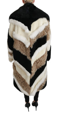 Thumbnail for Elegant Multicolor Shearling Cape Coat