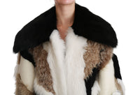 Thumbnail for Elegant Multicolor Shearling Cape Coat