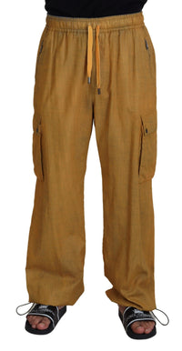 Thumbnail for Brown Linen Drawstring Cargo Pants