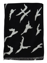 Thumbnail for Elegant Unisex Wool-Silk Scarf in Black & White