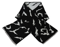 Thumbnail for Elegant Unisex Wool-Silk Scarf in Black & White