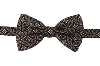 Thumbnail for Elegant Black and White Silk Bow Tie