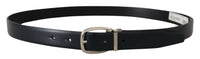 Thumbnail for Elegant Black Leather Belt with Silver Buckle