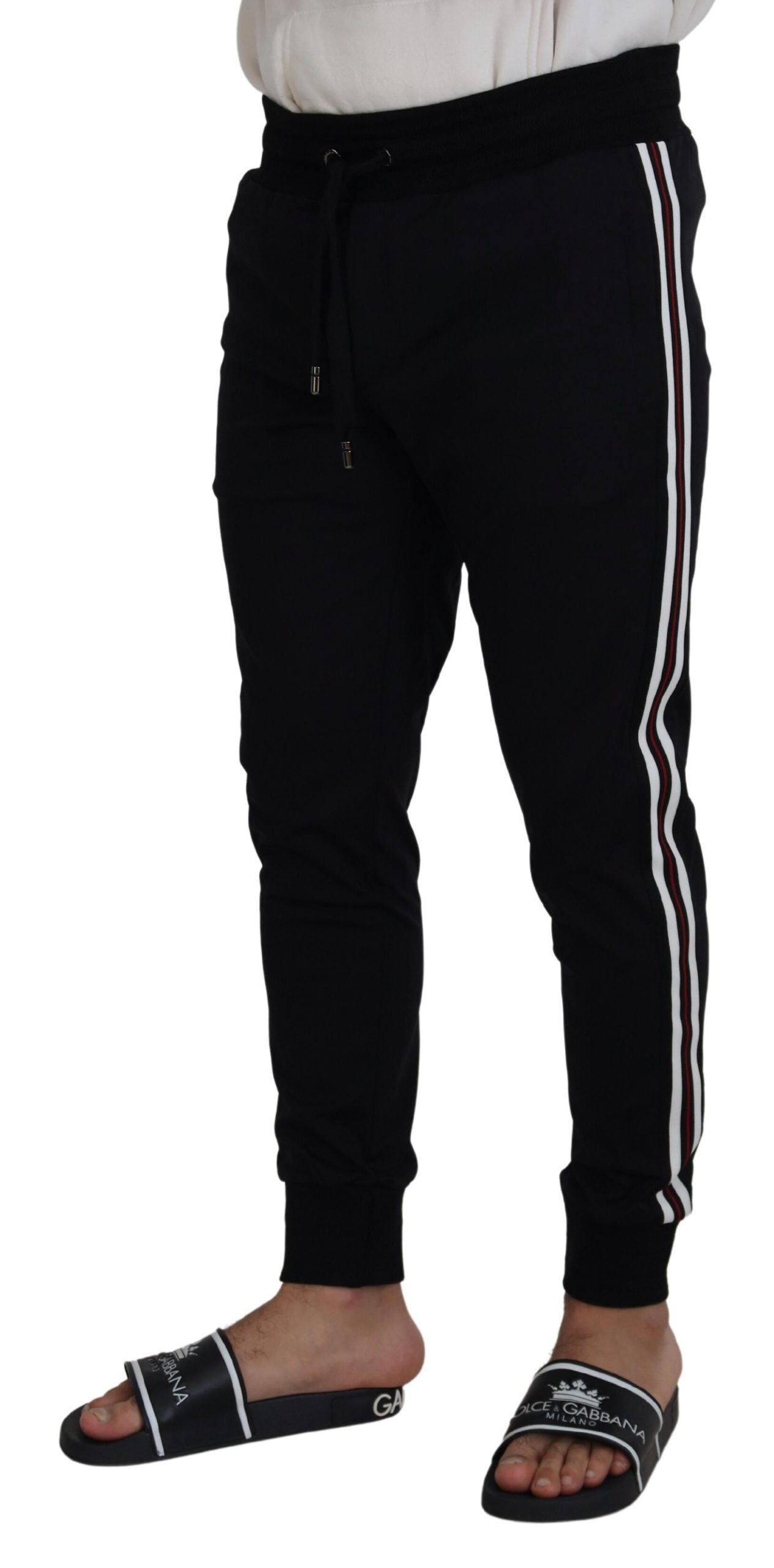 Black DG Print Mens Jogger Pants