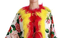 Thumbnail for Elegant Floral Cape Jacket with Fur Details