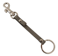 Thumbnail for Elegant Gray Leather Keyring with Silver Accents