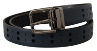 Thumbnail for Elegant Blue Leather Belt with Metal Buckle