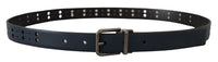 Thumbnail for Elegant Blue Leather Belt with Metal Buckle