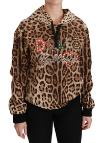 Thumbnail for Elegant Leopard Print Hooded Sweater
