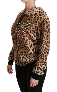 Thumbnail for Elegant Leopard Print Hooded Sweater