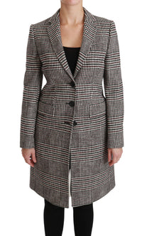 Thumbnail for Elegant Multicolor Checked Knee-Length Jacket Coat