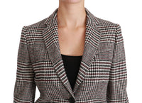 Thumbnail for Elegant Multicolor Checked Knee-Length Jacket Coat