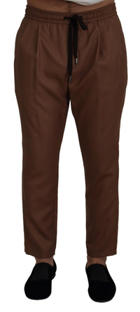 Thumbnail for Brown Cashmere Men Drawstring Jogger Pants