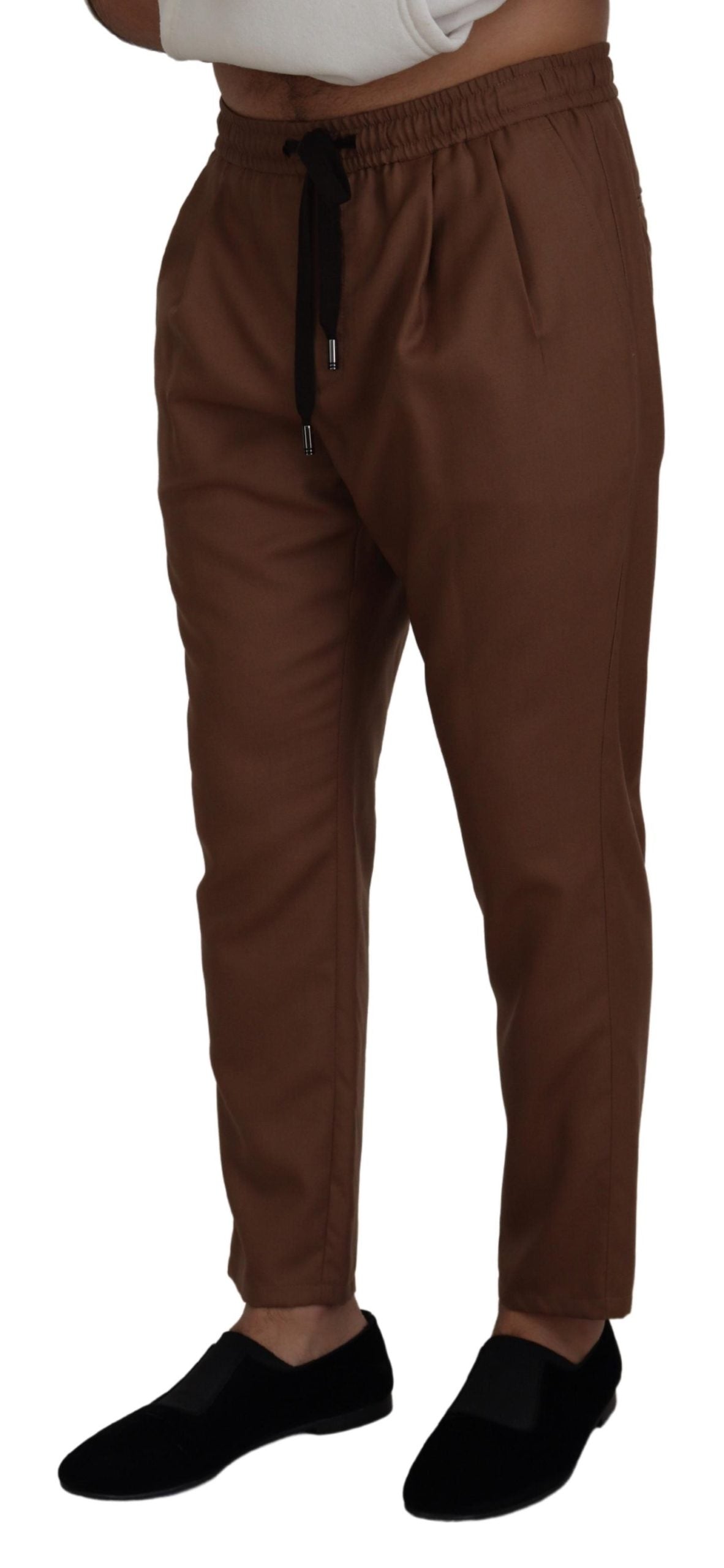 Brown Cashmere Men Drawstring Jogger Pants