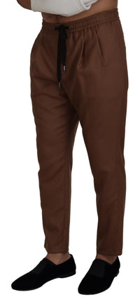 Thumbnail for Brown Cashmere Men Drawstring Jogger Pants