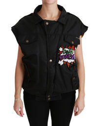 Thumbnail for Elegant Black Bomber Jacket with Detachable Features