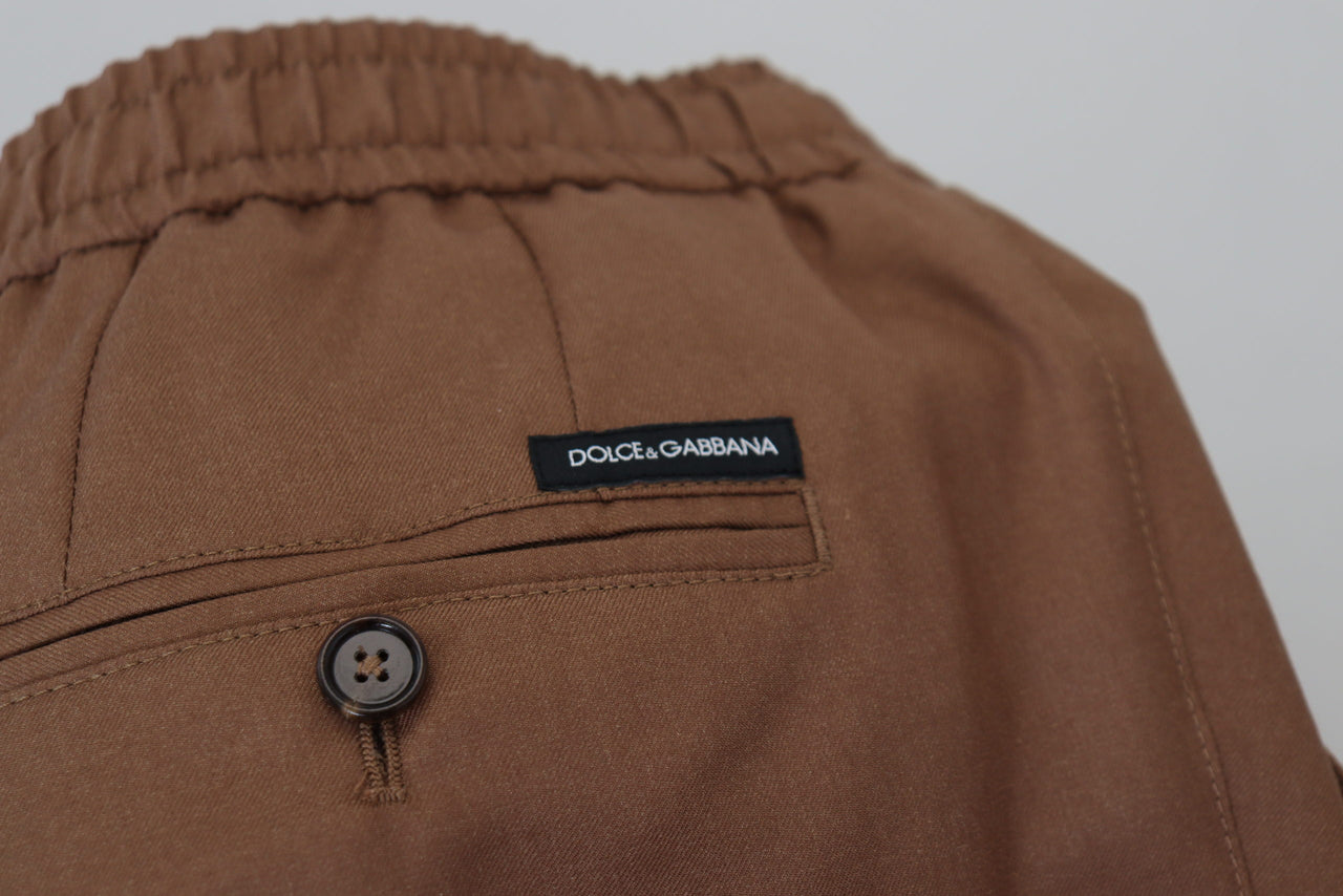 Brown Cashmere Men Drawstring Jogger Pants