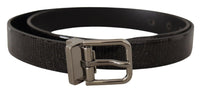 Thumbnail for Elegant Black Leather Belt with Silver Buckle