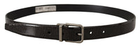 Thumbnail for Elegant Black Leather Belt with Silver Buckle