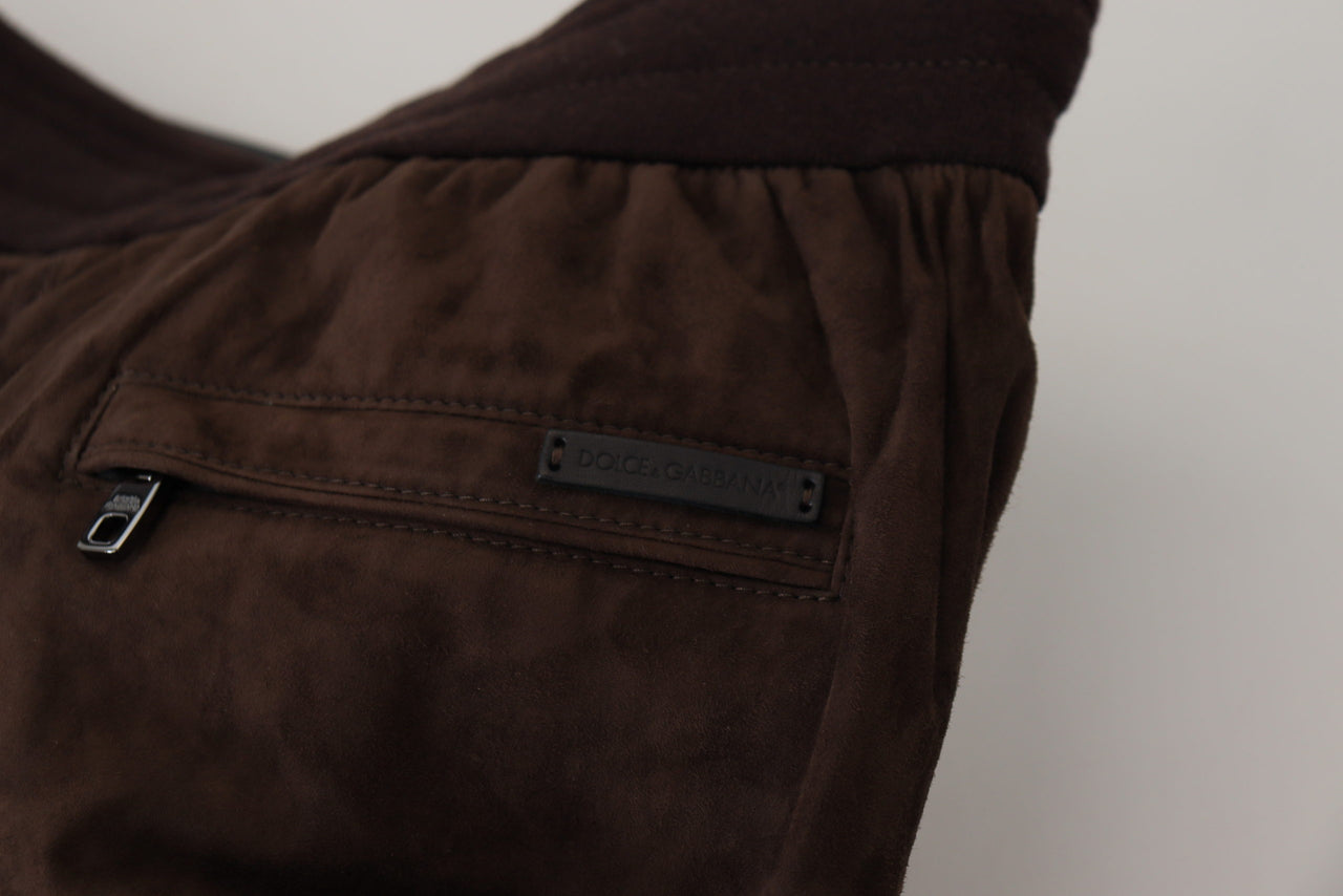 Brown Solid Men Drawstring Jogger Pants