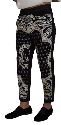 Thumbnail for Black Silk Bandana Print Pants