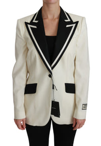 Thumbnail for Elegant Cream & Black Detailed Blazer