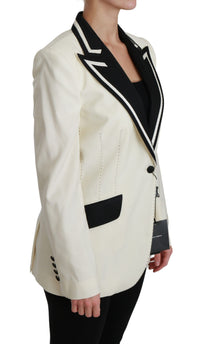 Thumbnail for Elegant Cream & Black Detailed Blazer