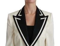 Thumbnail for Elegant Cream & Black Detailed Blazer