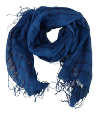 Thumbnail for Blue Linen Shawl Foulard Fringes Scarf