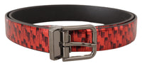 Thumbnail for Elegant Red Leather Belt with Silver Buckle