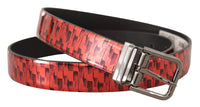 Thumbnail for Elegant Red Leather Belt with Silver Buckle