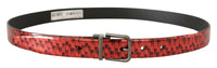 Thumbnail for Elegant Red Leather Belt with Silver Buckle