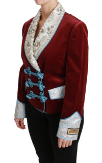 Thumbnail for Opulent Red Baroque Detail Blazer