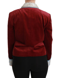 Thumbnail for Opulent Red Baroque Detail Blazer