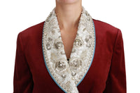 Thumbnail for Opulent Red Baroque Detail Blazer