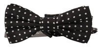 Thumbnail for Elegant Black and White Polka Dot Silk Bow Tie