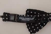 Thumbnail for Elegant Black and White Polka Dot Silk Bow Tie