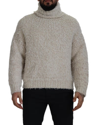 Thumbnail for Elegant Cream Turtleneck Wool Blend Sweater