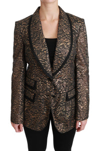 Thumbnail for Elegant Gold Floral Lace Blazer Jacket