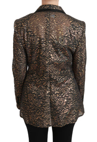 Thumbnail for Elegant Gold Floral Lace Blazer Jacket