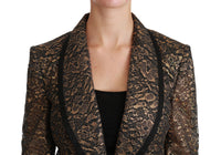 Thumbnail for Elegant Gold Floral Lace Blazer Jacket