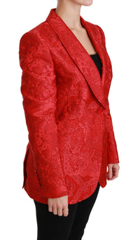 Thumbnail for Red Floral Angel Blazer Coat Jacket