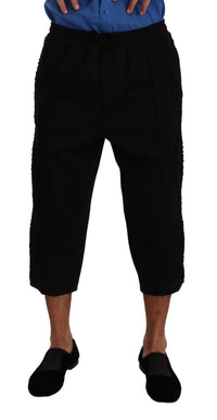 Thumbnail for Elegant Black Cotton Blend Cropped Pants