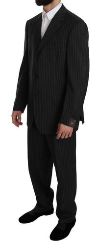 Thumbnail for Elegant Black Striped Wool Suit