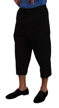 Thumbnail for Elegant Black Cotton Blend Cropped Pants