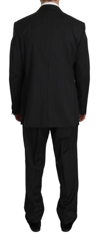 Thumbnail for Elegant Black Striped Wool Suit