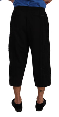 Thumbnail for Elegant Black Cotton Blend Cropped Pants