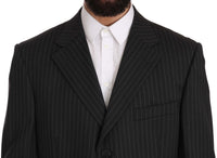 Thumbnail for Elegant Black Striped Wool Suit